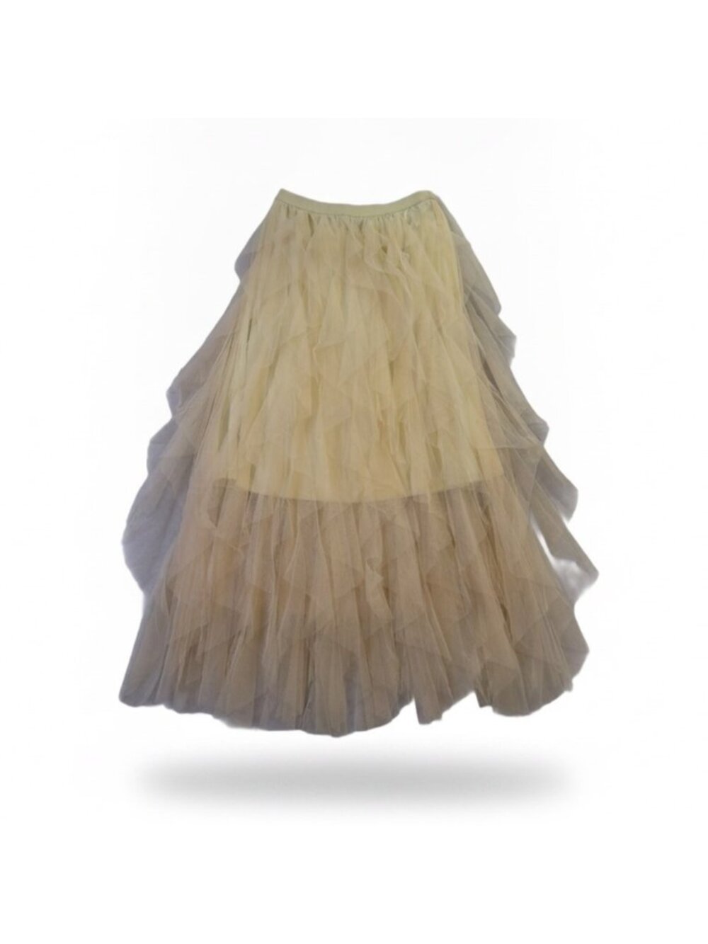 Strut & Bolt Womens Cream Tulle Layered Midi Skirt Stylish Design Size S